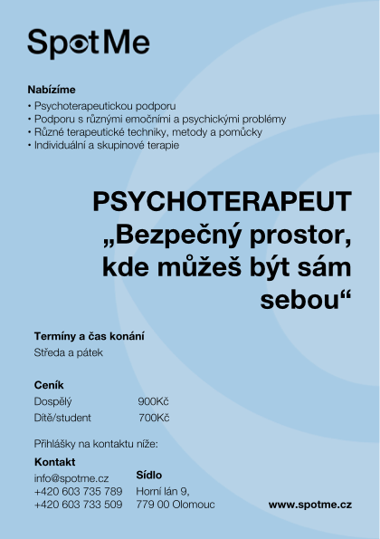 Máme volné termíny Psychoterapeuta